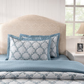 Pillow Sham Set 100% Cotton Blue Damascene Imperial Grace