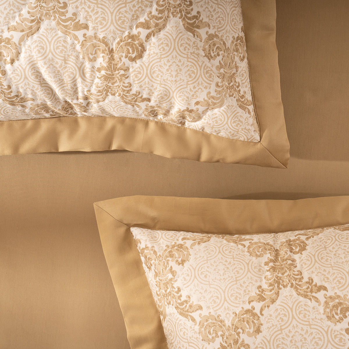 Pillow Sham Set 100% Cotton Gold Damascene Imperial Grace