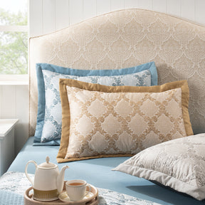 Pillow Sham Set 100% Cotton Gold Damascene Imperial Grace