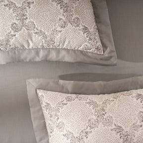 Pillow Sham Set 100% Cotton Grey Damascene Imperial Grace