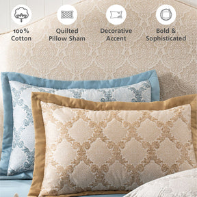 Pillow Sham Set 100% Cotton Grey Damascene Imperial Grace