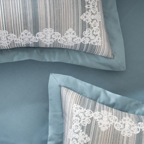Pillow Sham Set 100% Cotton Blue Veloura Imperial Grace