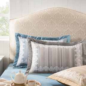 Pillow Sham Set 100% Cotton Blue Veloura Imperial Grace