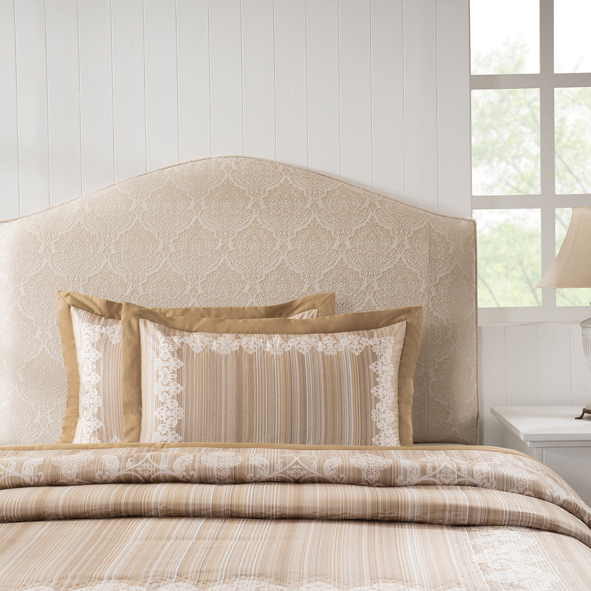 Pillow Sham Set 100% Cotton Gold Veloura Imperial Grace