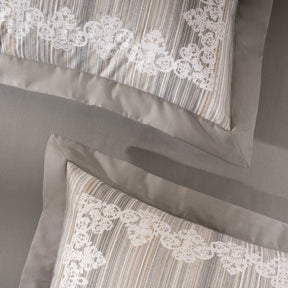 Pillow Sham Set 100% Cotton Grey Veloura Imperial Grace