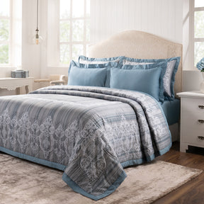 Quilt 100% Cotton Blue Veloura Imperial Grace
