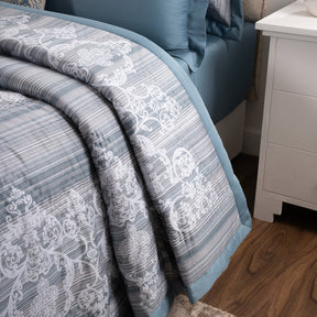 Quilt 100% Cotton Blue Veloura Imperial Grace