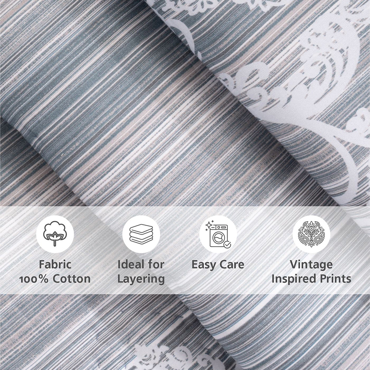 Quilt 100% Cotton Blue Veloura Imperial Grace