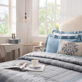 Quilt 100% Cotton Blue Veloura Imperial Grace
