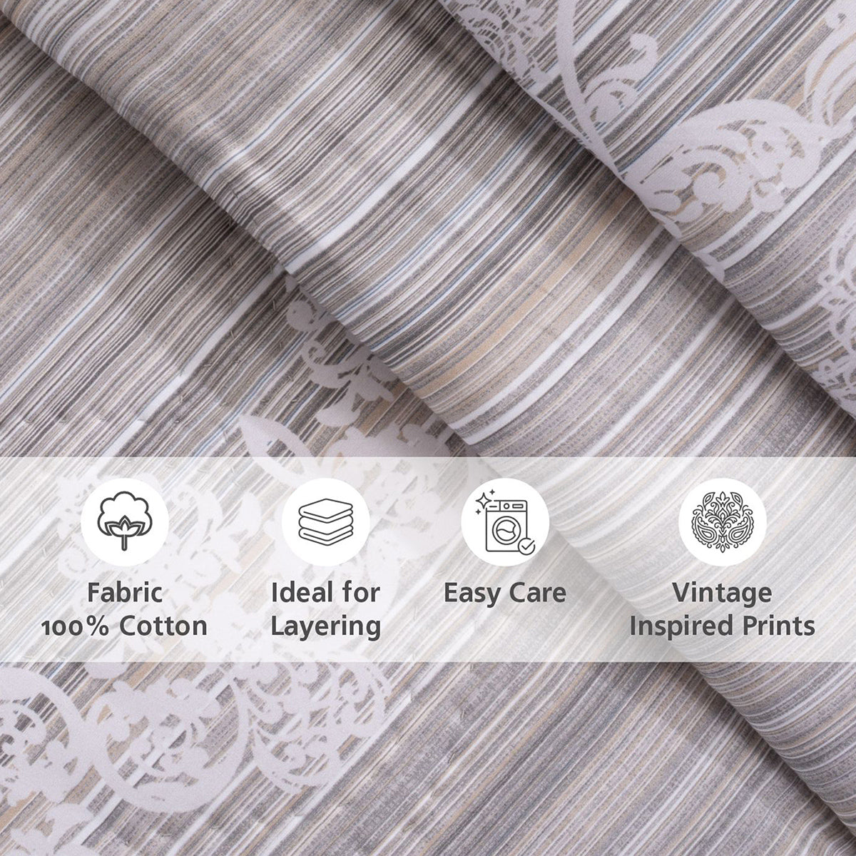 Quilt 100% Cotton Grey Veloura Imperial Grace