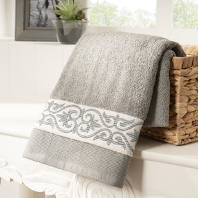 Towel 100% Cotton Grey Lacette Imperial Grace
