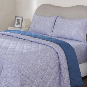 Hermosa Botanic Bloom Florique 4Pcs Blue Quilt Set