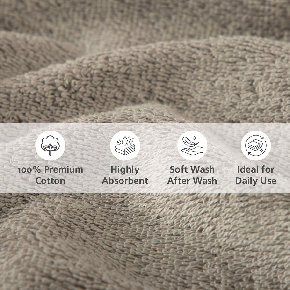 Towel 100% Cotton Grey Lacette Imperial Grace