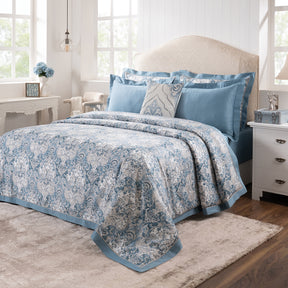 Duvet Cover Set 100% Cotton 8Pcs Blue Aquarelle Imperial Grace