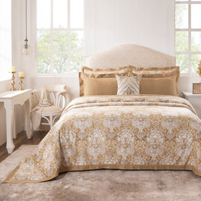 Duvet Cover Set 100% Cotton 8Pcs Gold Aquarelle Imperial Grace