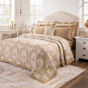 Duvet Cover Set 100% Cotton 8Pcs Gold Aquarelle Imperial Grace