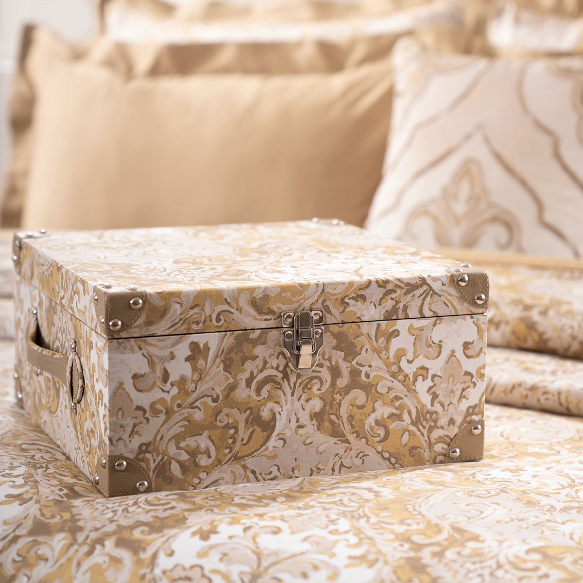 Duvet Cover Set 100% Cotton 8Pcs Gold Aquarelle Imperial Grace