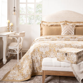 Duvet Cover Set 100% Cotton 8Pcs Gold Aquarelle Imperial Grace
