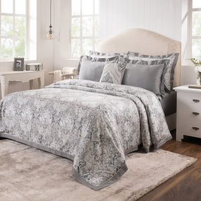 Duvet Cover Set 100% Cotton 8Pcs Grey Aquarelle Imperial Grace