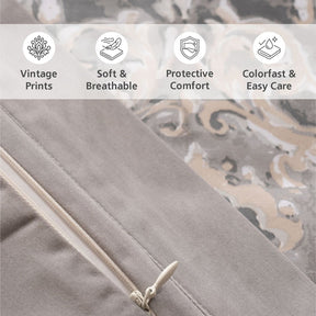 Duvet Cover Set 100% Cotton 8Pcs Grey Aquarelle Imperial Grace