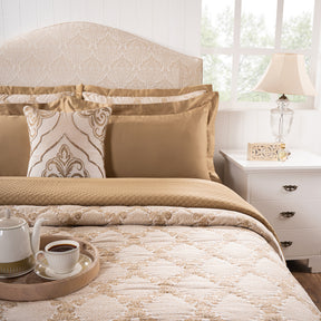 Quilt Set 100% Cotton 8Pcs Gold Damascene Imperial Grace