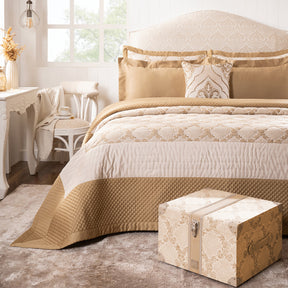 Quilt Set 100% Cotton 8Pcs Gold Damascene Imperial Grace