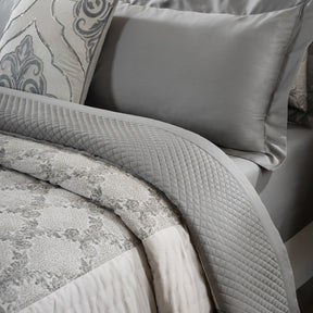 Quilt Set 100% Cotton 8Pcs Grey Damascene Imperial Grace