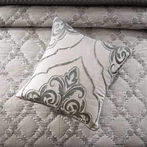 Quilt Set 100% Cotton 8Pcs Grey Damascene Imperial Grace