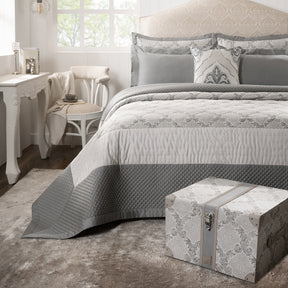 Quilt Set 100% Cotton 8Pcs Grey Damascene Imperial Grace