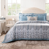 Quilt Set 100% Cotton 8Pcs Blue Veloura Imperial Grace