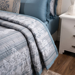 Quilt Set 100% Cotton 8Pcs Blue Veloura Imperial Grace