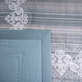 Quilt Set 100% Cotton 8Pcs Blue Veloura Imperial Grace