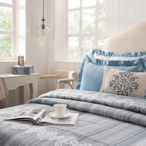 Quilt Set 100% Cotton 8Pcs Blue Veloura Imperial Grace