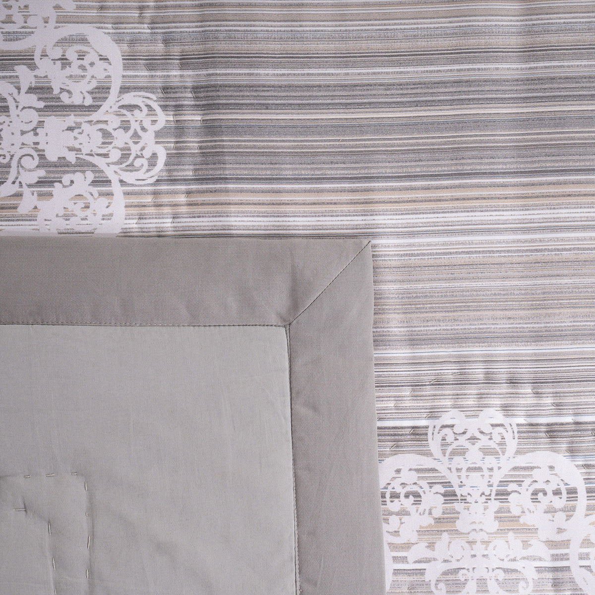 Quilt Set 100% Cotton 8Pcs Grey Veloura Imperial Grace
