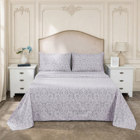 Bedsheet with Pillow Case Purple 100% Cotton Imperio