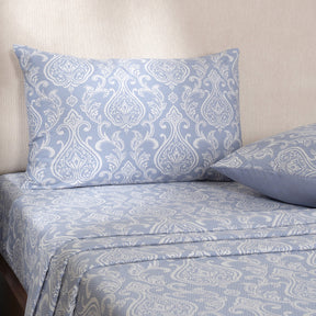 Bedsheet with Pillow Case Blue 100% Cotton Imperio