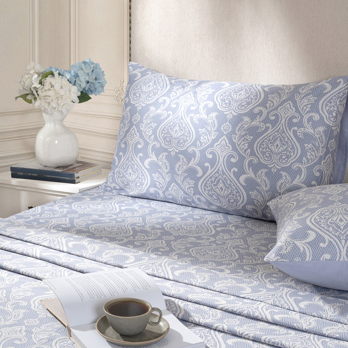 Bedsheet with Pillow Case Blue 100% Cotton Imperio