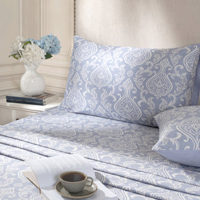 Bedsheet with Pillow Case Blue 100% Cotton Imperio