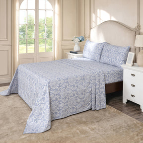 Bedsheet with Pillow Case Blue 100% Cotton Imperio
