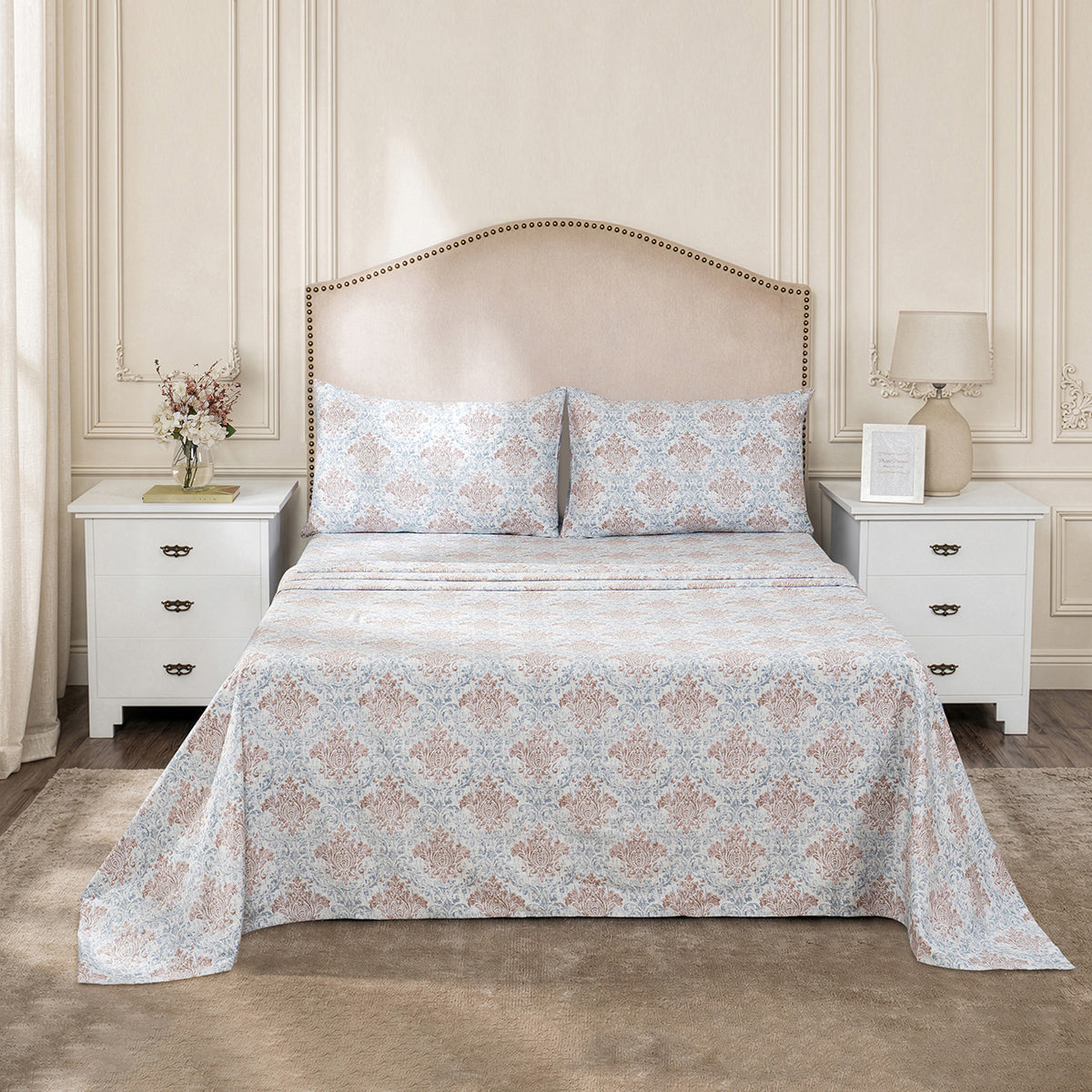 Bedsheet with Pillow Case Tan 100% Cotton Montclair
