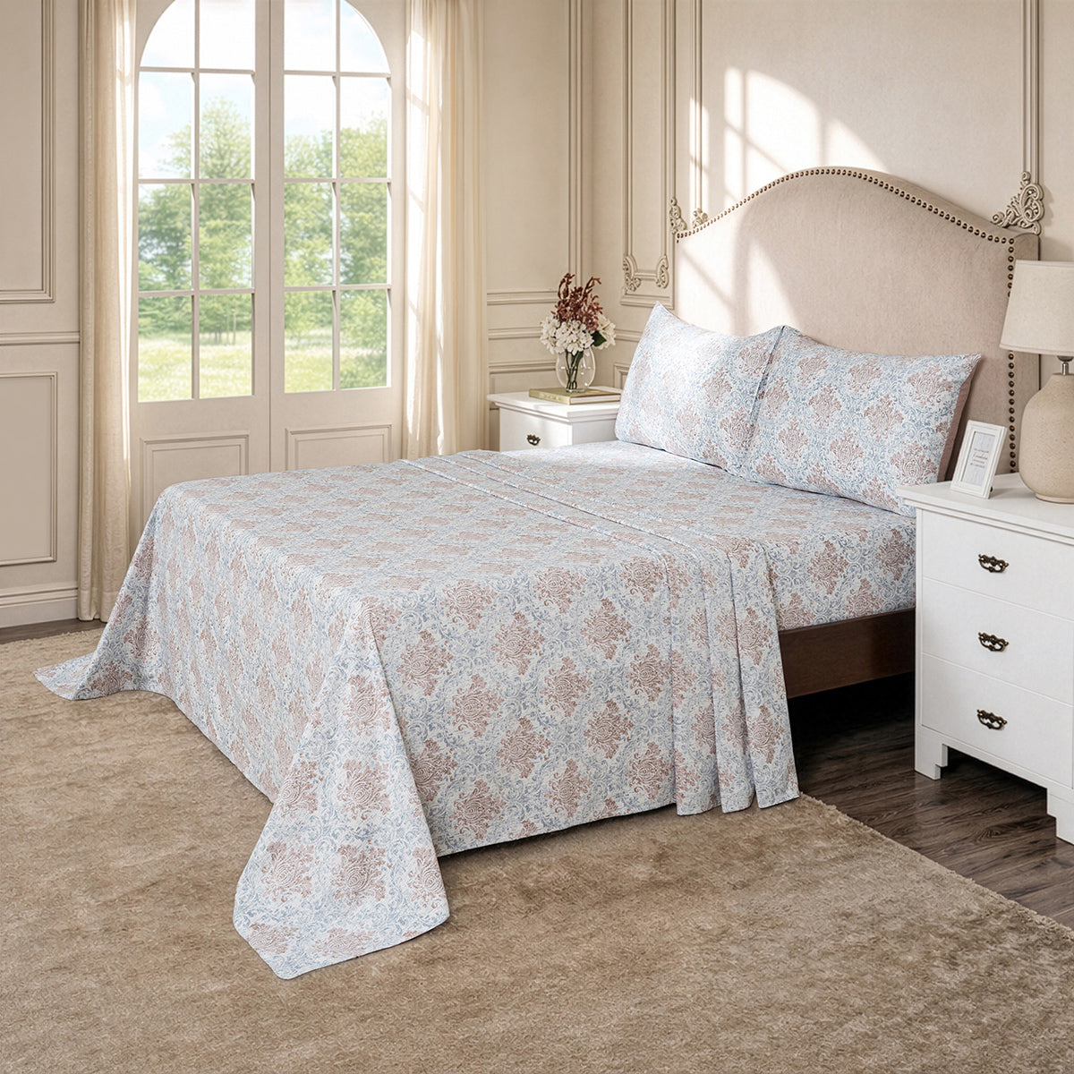Bedsheet with Pillow Case Tan 100% Cotton Montclair