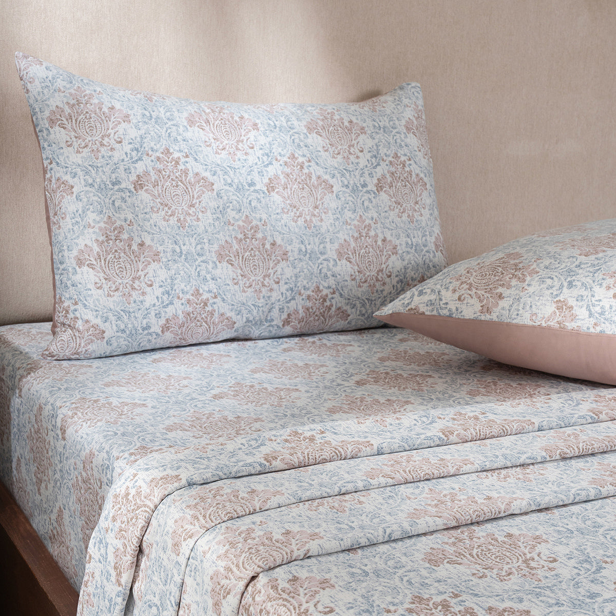 Bedsheet with Pillow Case Tan 100% Cotton Montclair