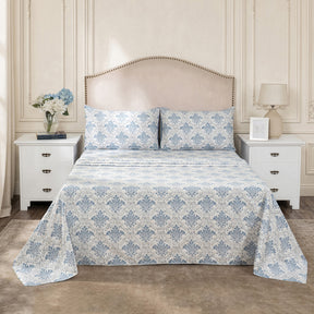 Bedsheet with Pillow Case Blue 100% Cotton Montclair