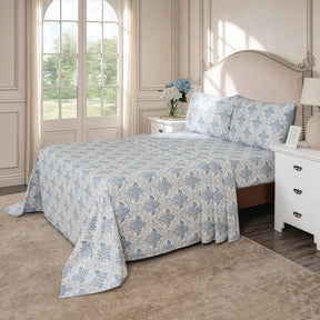 Bedsheet with Pillow Case Blue 100% Cotton Montclair