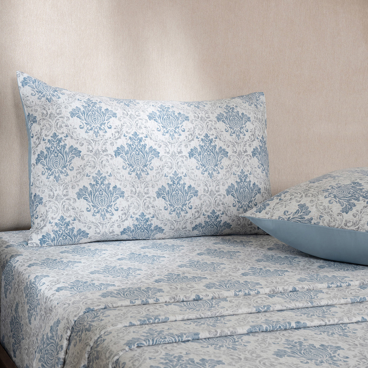 Bedsheet with Pillow Case Blue 100% Cotton Montclair
