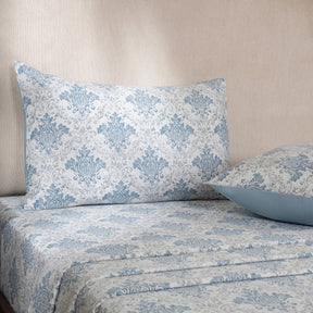 Bedsheet with Pillow Case Blue 100% Cotton Montclair