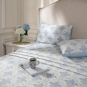 Bedsheet with Pillow Case Blue 100% Cotton Montclair