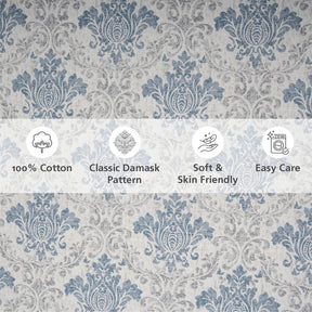 Bedsheet with Pillow Case Blue 100% Cotton Montclair