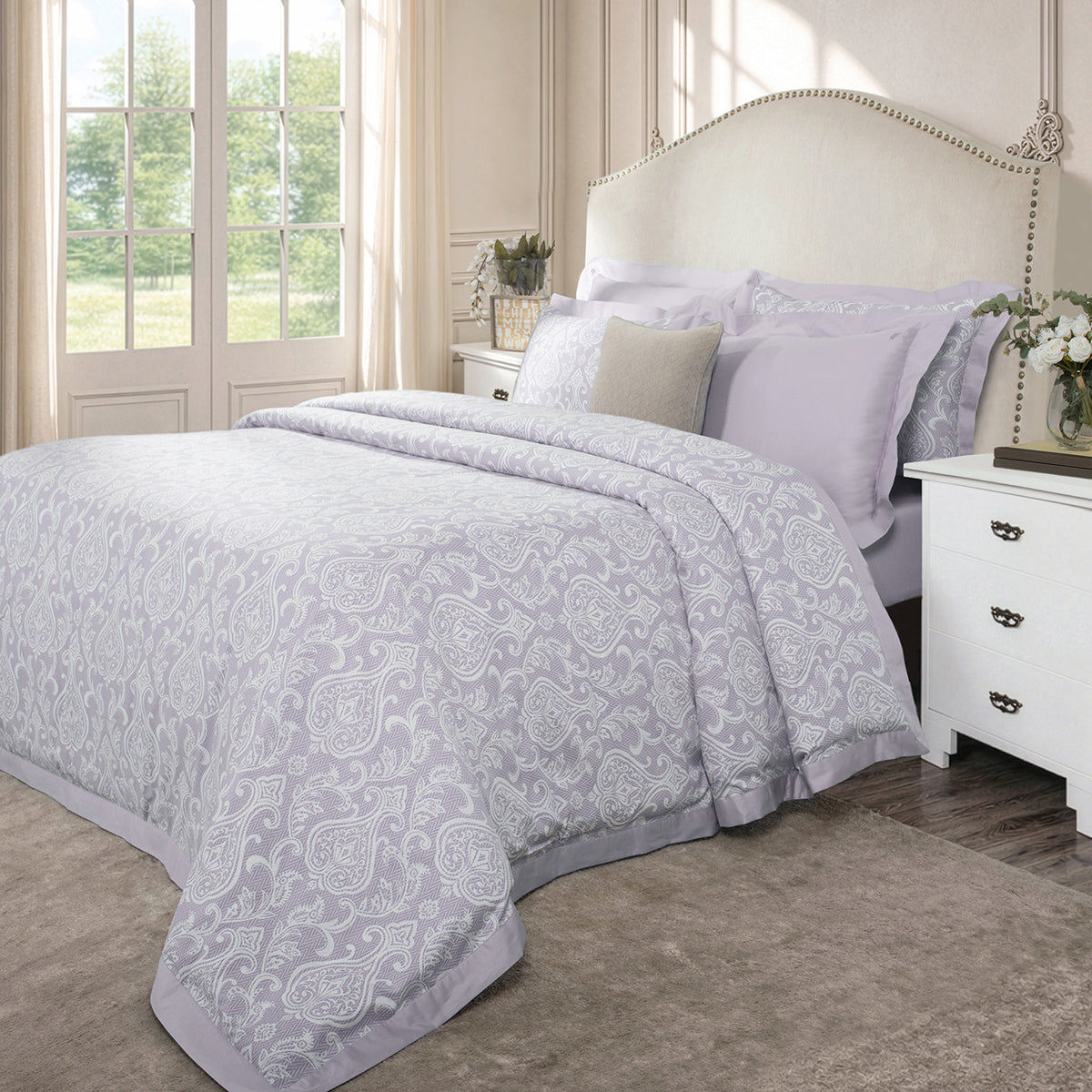 8 Pcs Duvet Cover Set 100% Cotton Purple Imperio