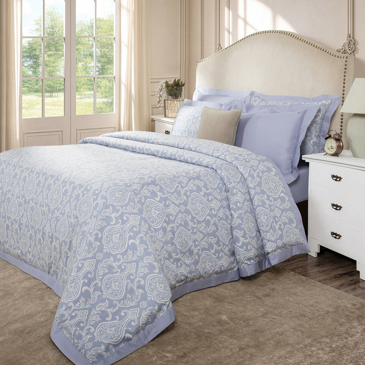 8 Pcs Duvet Cover Set 100% Cotton Blue Imperio